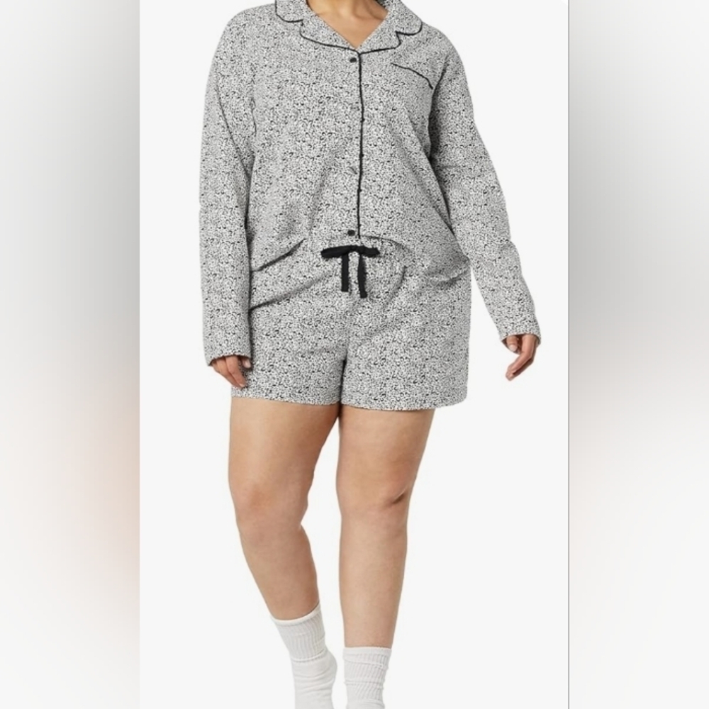 NWT - Amazon Essentials Pajama Set White Leopard Print Plus Size XXL